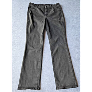 NYDJ Jeans Women's Black Size 12 Marilyn Straight Mid-Rise Cotton Blend 34x30.5